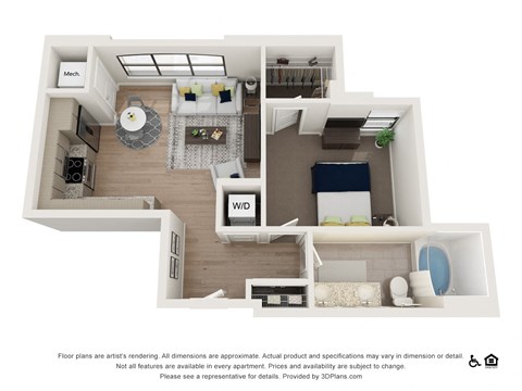 1K Floor Plan at The Baxly, Savannah, 31401